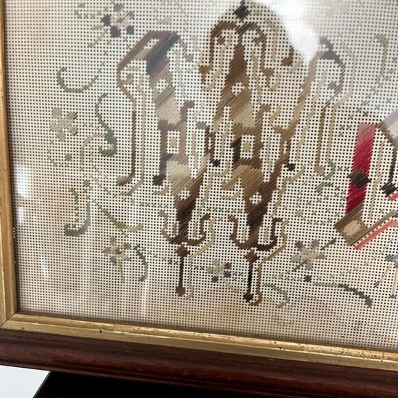 Antique Paper Punch Embroidery Victorian Motto Welcome Framed - Picture 6 of 7